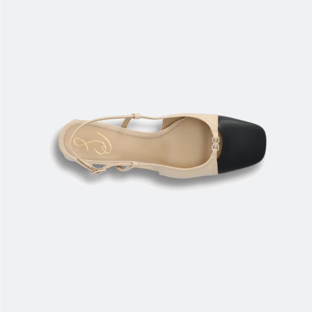 Never Been Worn! Sam Edelman Two-Tone Beige and Black Slingback Block Heels - Picture 5 of 5